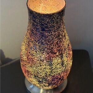 Blue Crackle Glass Vase Lamp